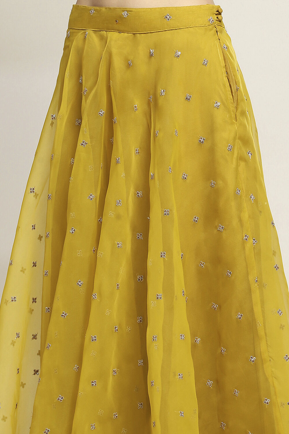 Yellow Viscose Blend A-Line Solid Top Lehanga Lehenga image number 2
