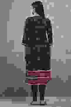 Black Viscose Straight Kurta Pants Set image number 4