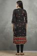 Black Viscose Straight Kurta Pants Set image number 4