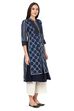 Indigo Straight Poly Chanderi Kurta image number 3