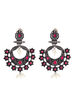 Dark pink Metal Brass Earrings image number 2
