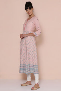 Peach Viscose Rayon Kalidar Kurta image number 1