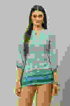 Green Polyester A-Line Printed Top image number 5