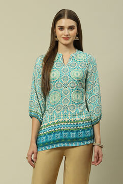 Green Polyester A-Line Printed Top image number 5