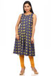 Indigo Straight Polyester Kurta image number 5