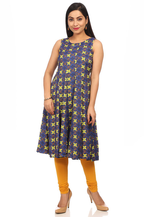 Indigo Straight Polyester Kurta image number 5
