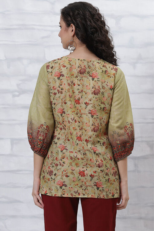 Brown Polyester Printed Straight Top image number 3