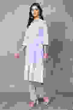 Blue Cotton Kurta Pants Set image number 3