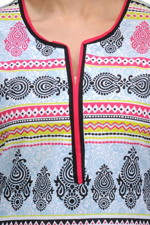 White Cotton Straight Kurta image number 4
