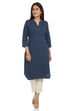 Blue Straight Cotton Kurta image number 0