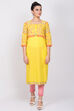 Yellow Cotton Straight Kurta image number 0