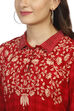 Maroon Flared Viscose Dress image number 1