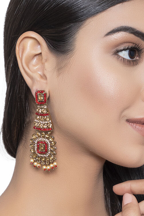 Red Metal Brass Earring image number 1