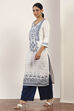 White Viscose Rayon Straight Kurta Pants Set image number 3