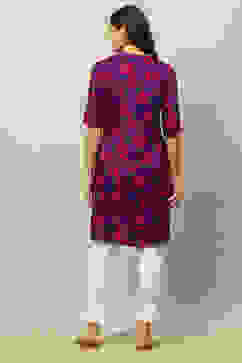 Purple Rayon Printed Straight Kurta image number 3