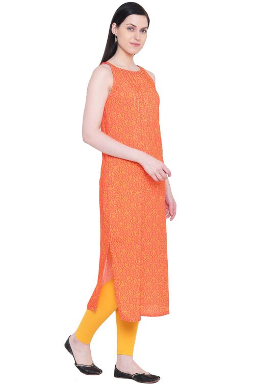 Coral Viscose Straight Kurta image number 3