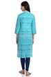Navy Blue Straight Acro Wool Kurta image number 4