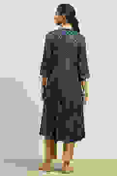 Teal Printed A-line Kurta image number 3