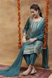 Emerald Green Viscose Blend Straight Printed 