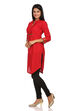 Red Straight Cotton Kurta image number 1