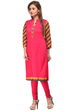Pink Straight Cotton Kurta image number 1