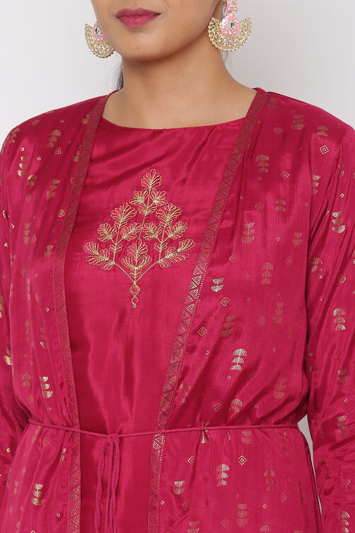 Wine Viscose Front Open Kurta image number 1