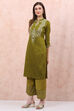 Green Art Silk Straight Kurta image number 2
