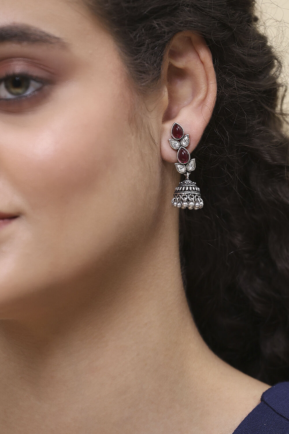 Red Brass Jhumka image number 1