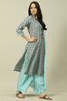 Light Blue Cotton Blend Woven Straight Kurta Suit Set image number 6