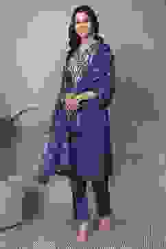 Blue Cotton Straight Suit Sets image number 6