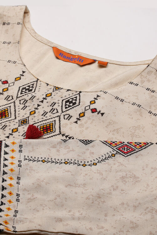 Off White Viscose Kurta image number 2