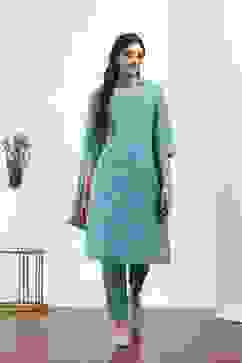 Blue Cotton Straight Suit Sets image number 6