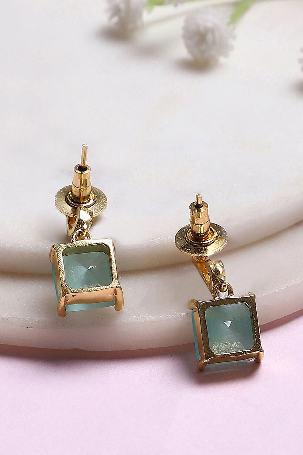 Mint Green Brass Jhumka image number 2