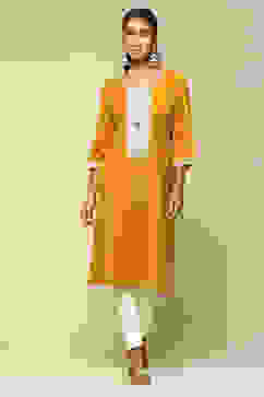 Mustard Polyester Straight Kurta image number 5