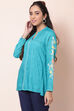Blue Viscose Rayon Short Top image number 1