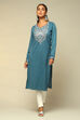 Purple Cotton Blend Straight Kurta image number 5