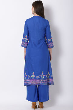 Blue Viscose A-Line Kurta image number 5