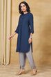 Maroon Solid Straight Viscose Blend Kurta image number 3