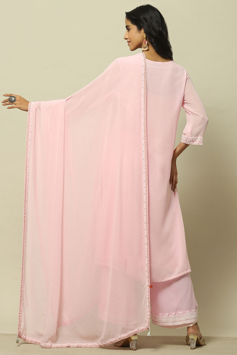 White Poly Georgette Solid Dupatta image number 2