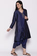 Royal Blue Polyester Viscose Straight Suit Set image number 5
