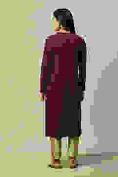 Purple Jacquard Yarndyed Kurta image number 3