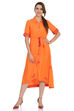 Coral Flared Viscose Dress image number 0