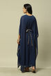 Navy Blue Polyester Straight Printed Kaftan image number 3