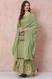 Olive Green Cotton Straight Suit Set