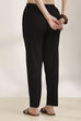 Black Cotton Blend Straight Pants image number 5