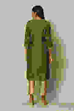 Green LIVA Straight Printed Kurta image number 4