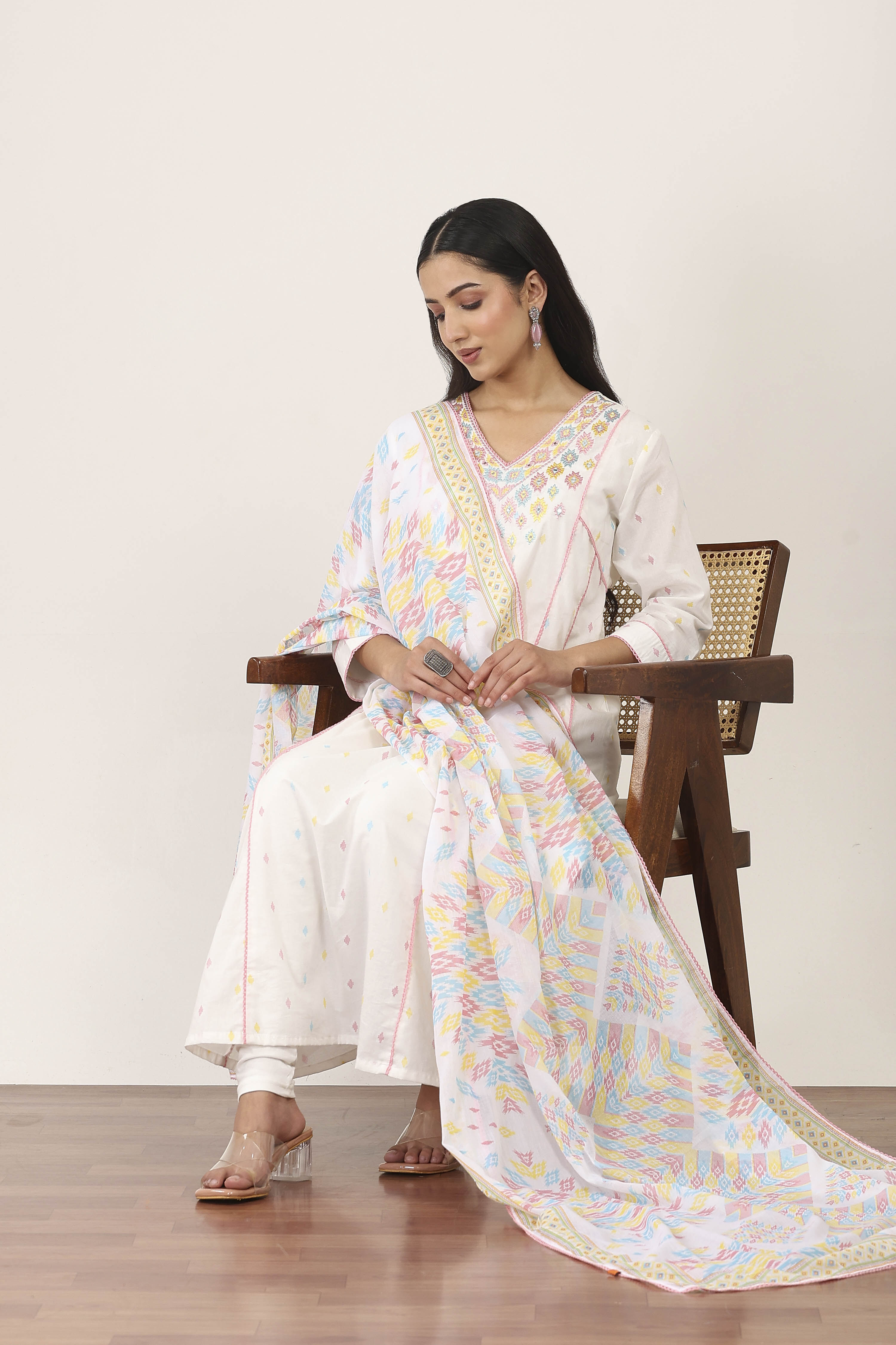 White Cotton Lehenga Sets image number 0