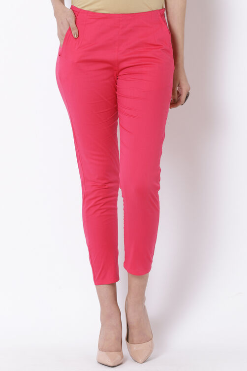 Pink Poly Lycra Slim Pants image number 0