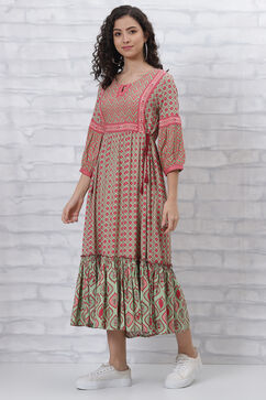 Mint Green LIVA Tiered Dress image number 4