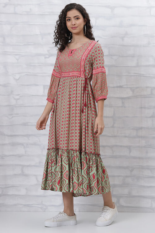 Mint Green LIVA Tiered Dress image number 4
